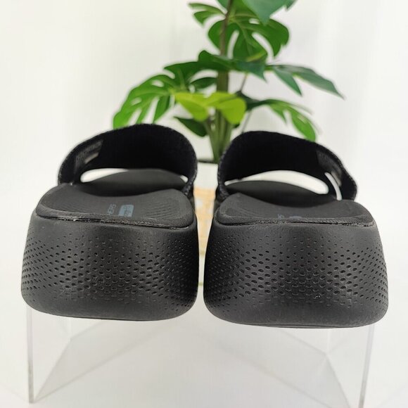 Skechers Woman's Go Walk Massage Fit Vogue Black Sandals Size 9 - Picture 3 of 8
